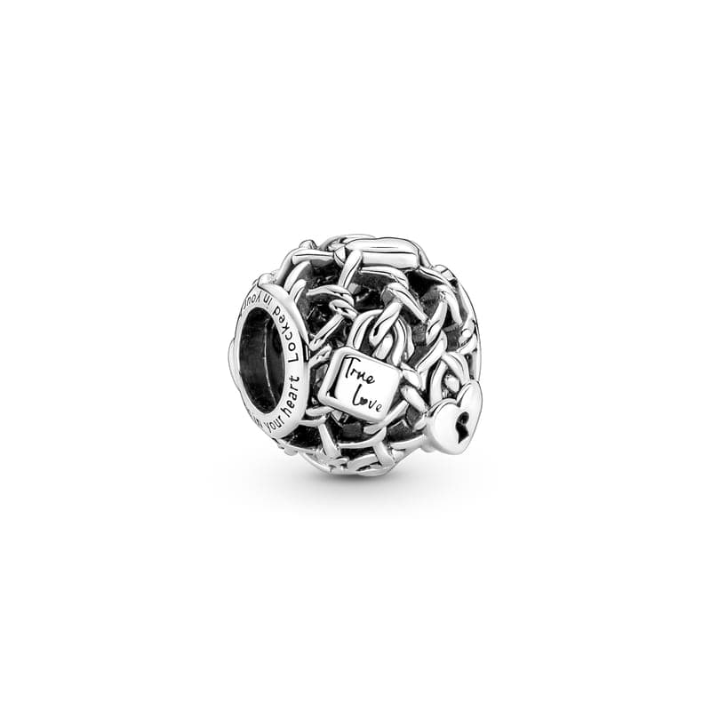 Pandora Openwork Chain Link Padlock Charm 790071C00 790071 — Foto 1 von 1