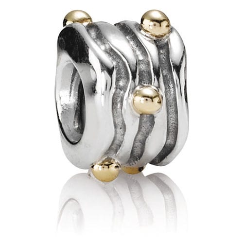 Wavy with 14K Gold Balls Charm