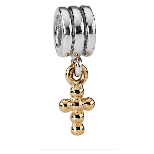 Silver and 14K Gold Cross Charm