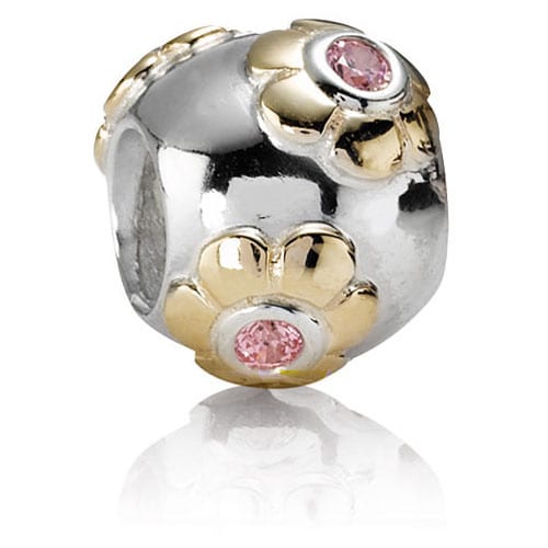 Raised Flower with Pink CZ Charm