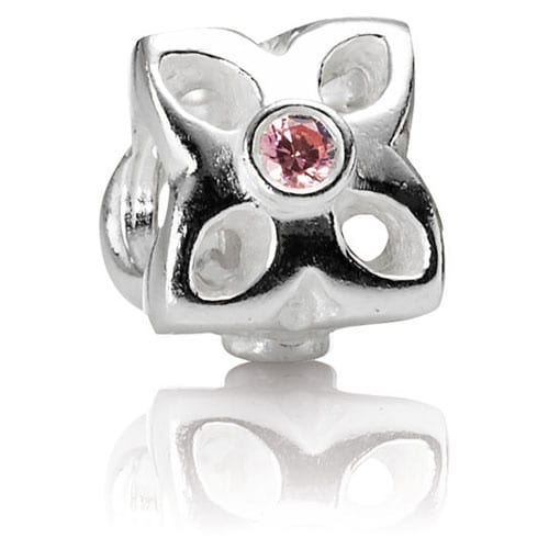 Four Petal Flower Pink CZ Charm