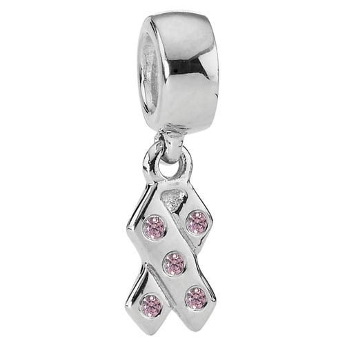 Silver Breast Cancer Awareness Ribbon Dangle