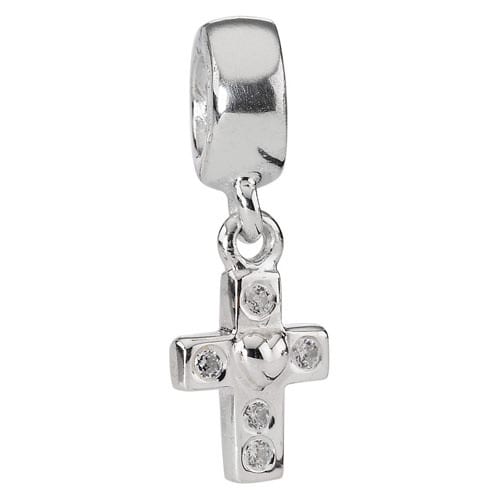 Cross Dangle with Clear CZ Charm