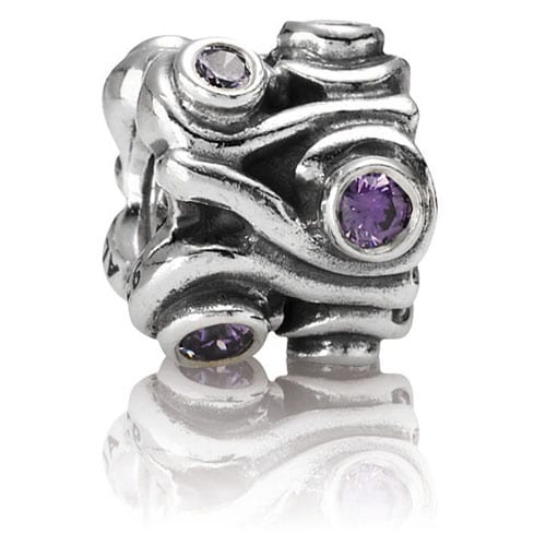 Ocean Wave with Purple CZ Charm