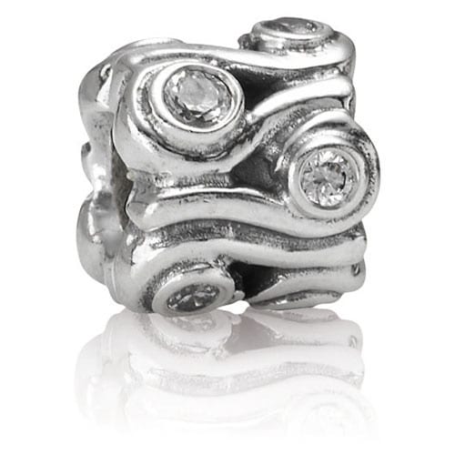 Ocean Wave with Clear CZ Charm
