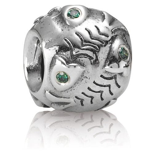 Fish Bone with Green CZ Charm