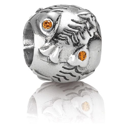 Fish Bone with Orange CZ Charm