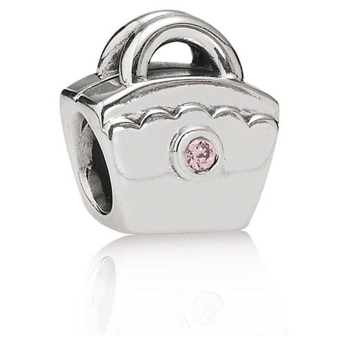 Scalloped Purse with Pink CZ Charm