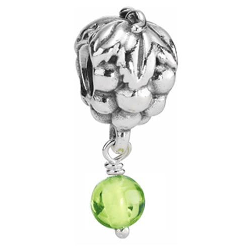 Chardonnay Grape Charm with Peridot Dangle