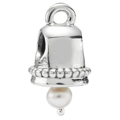 Silver Bell with Pearl Dangle