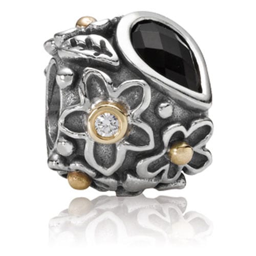 Dew Drops on Flowers with Faceted Onyx Charm