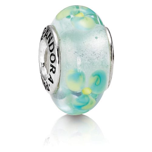 Clear Teal Flowers Charm