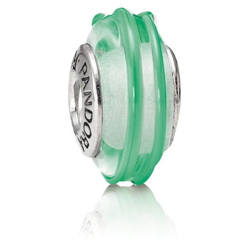 Clear Teal Murano Glass Ribbon Charm