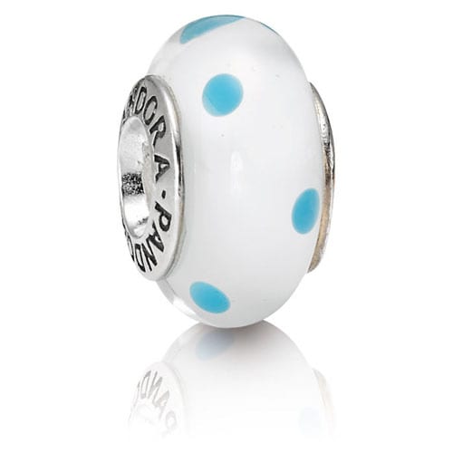 White Teal Polka Dots Charm
