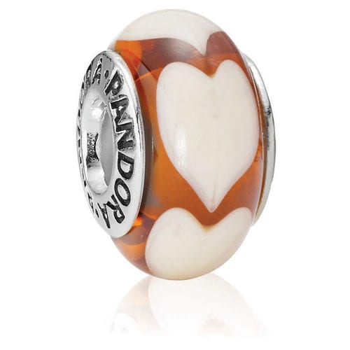 Amber with Beige Hearts Charm