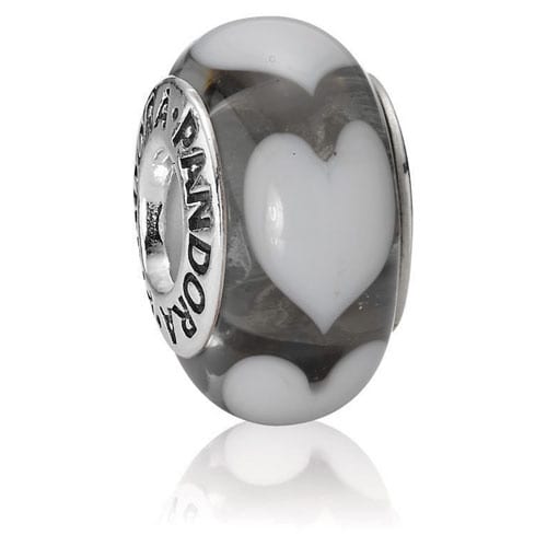 Clear with White Hearts Charm