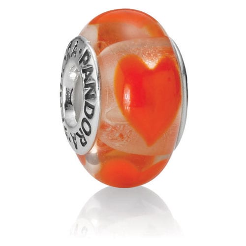 Clear with Orange Hearts Charm