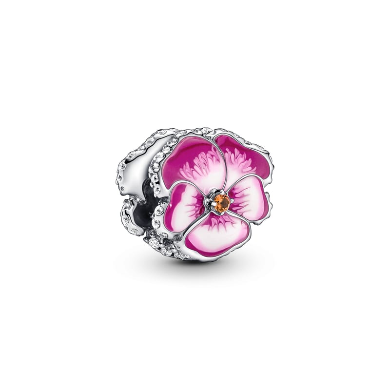Pink Pansy Flower Charm