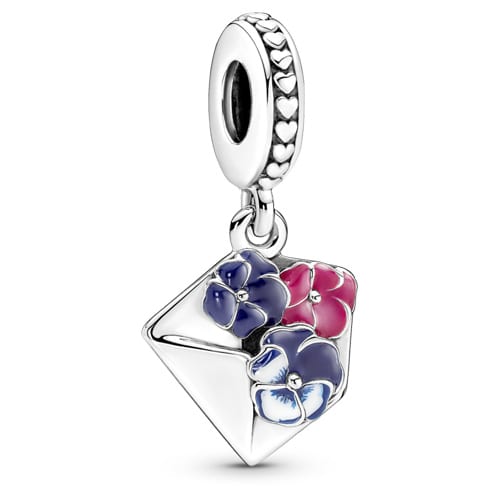 Pansy Flower Envelope Dangle Charm
