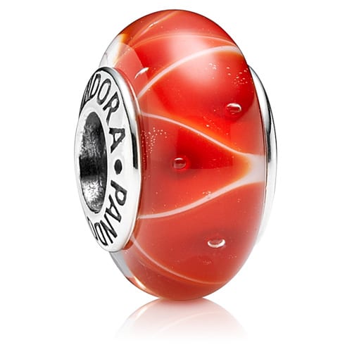 Coral Murano Looking Glass Charm