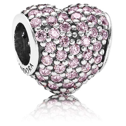 Pavé heart, pink cz