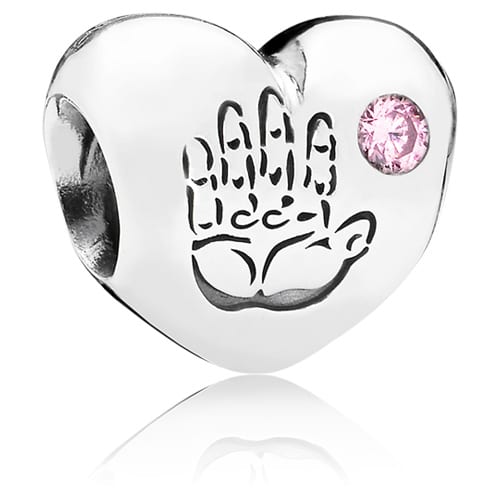 Baby Girl Heart Charm with Pink Zirconia
