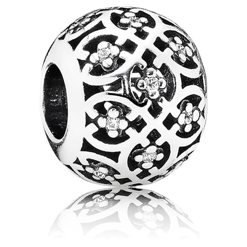 Intricate Lattice Charm with Clear Zirconia
