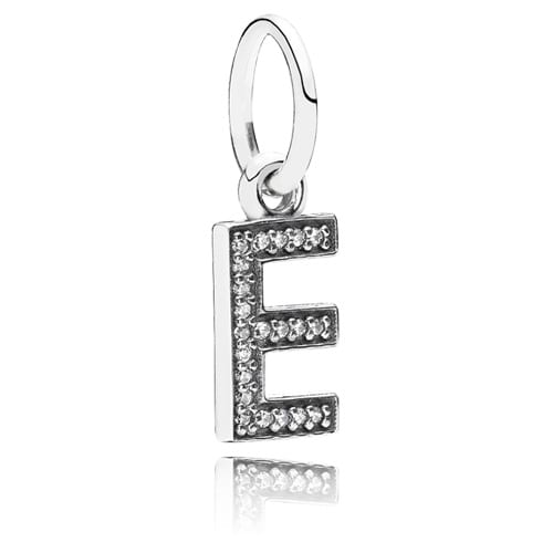 Letter E Dangle with Zirconia
