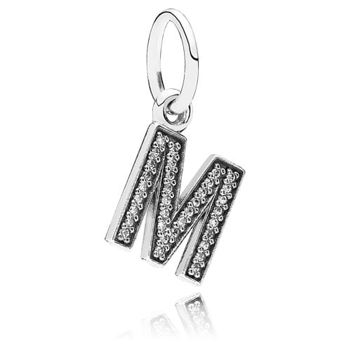 Letter M Dangle with Zirconia