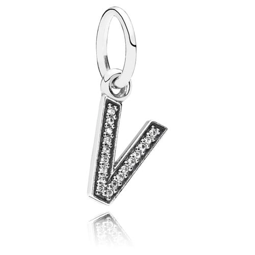 Letter V Dangle with Zirconia