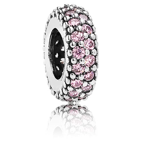 Abstract silver spacer with pink cubic zirconia