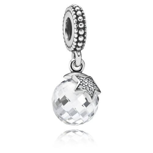 Moon and Star Dangle with Clear Zirconia