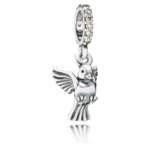 Dove of Peace Dangle Charm with Champagne Zirconia