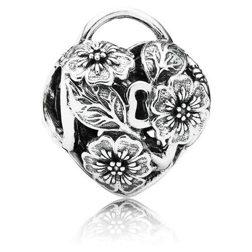 Floral Heart Padlock Charm