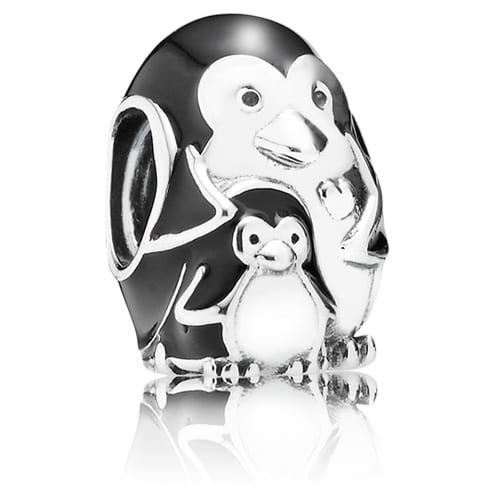 Penguin family, black enamel