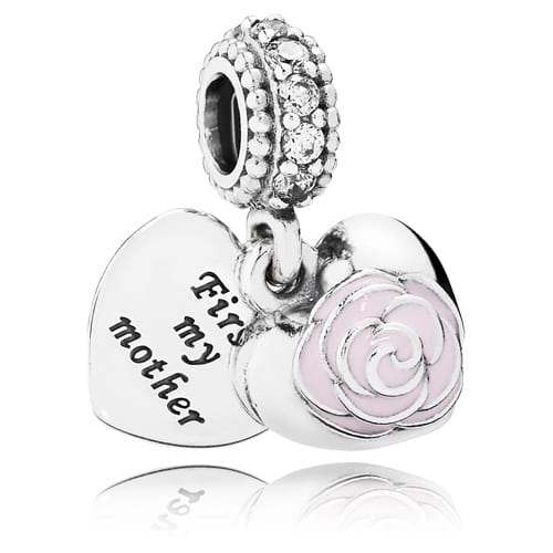 Mother's Rose Dangle with Pink Enamel