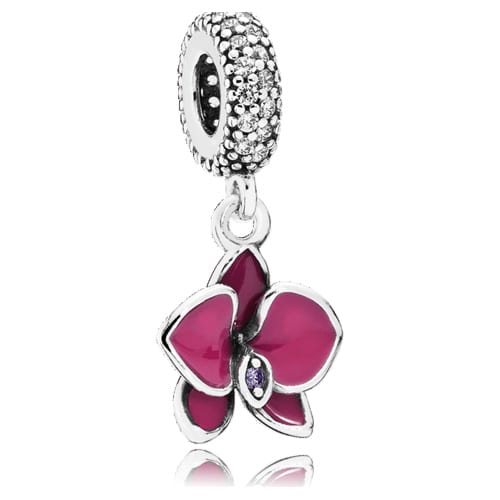 Orchid Dangle with Enamel and Zirconia