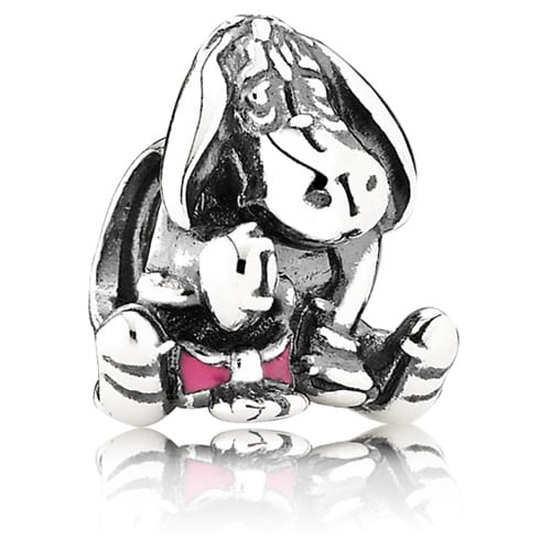 Eeyore Silver Charm W/Dark Pink Enamel