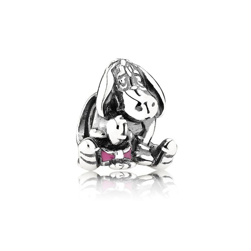 Eeyore Silver Charm W/Dark Pink Enamel