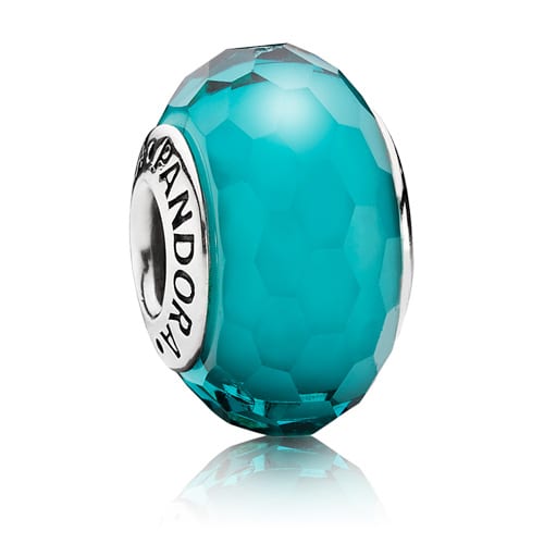 Teal Fascinating Faceted Murano Charm