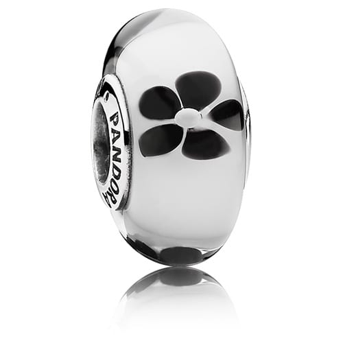 Black Blossom Murano Glass Charm