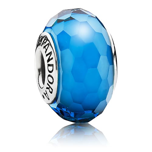 Aqua Fascinating Faceted Murano Charm