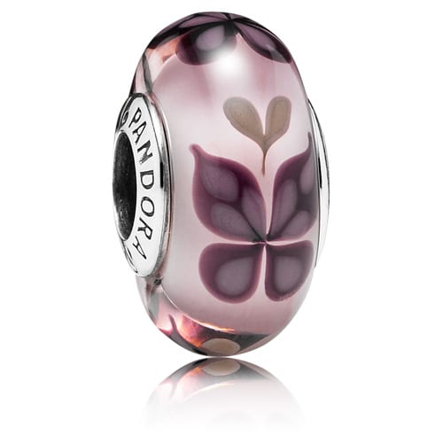 Butterfly Kisses Pink Murano Glass Charm