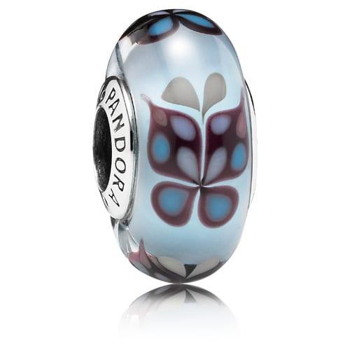 Butterfly Kisses Blue Murano Glass Charm