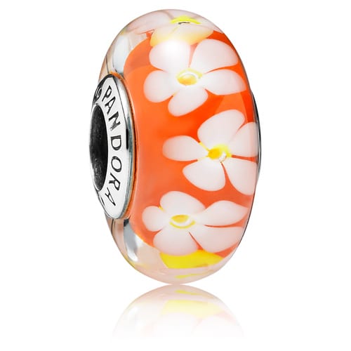 Tropical Flower Orange Murano Glass Charm