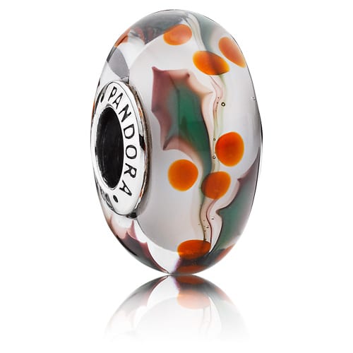 Christmas Holly Murano Glass Charm