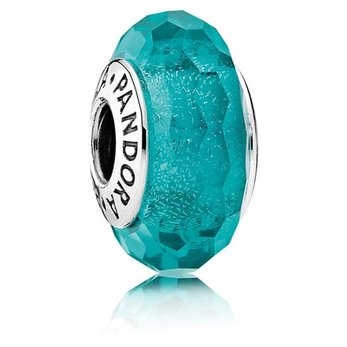 Teal Shimmer Faceted Murano Glass Charm