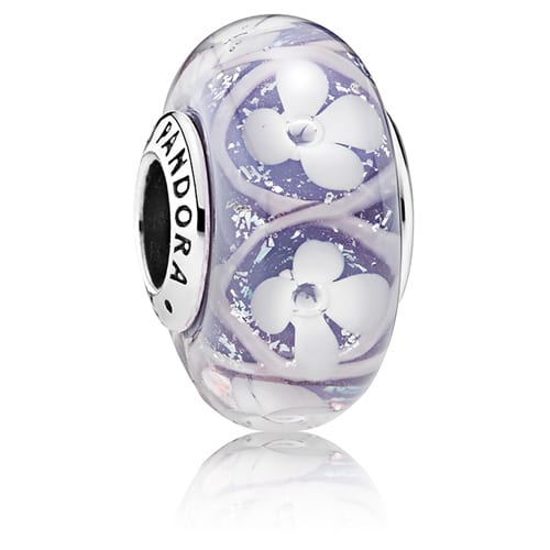 Purple Field of Flowers Murano Glass Charm