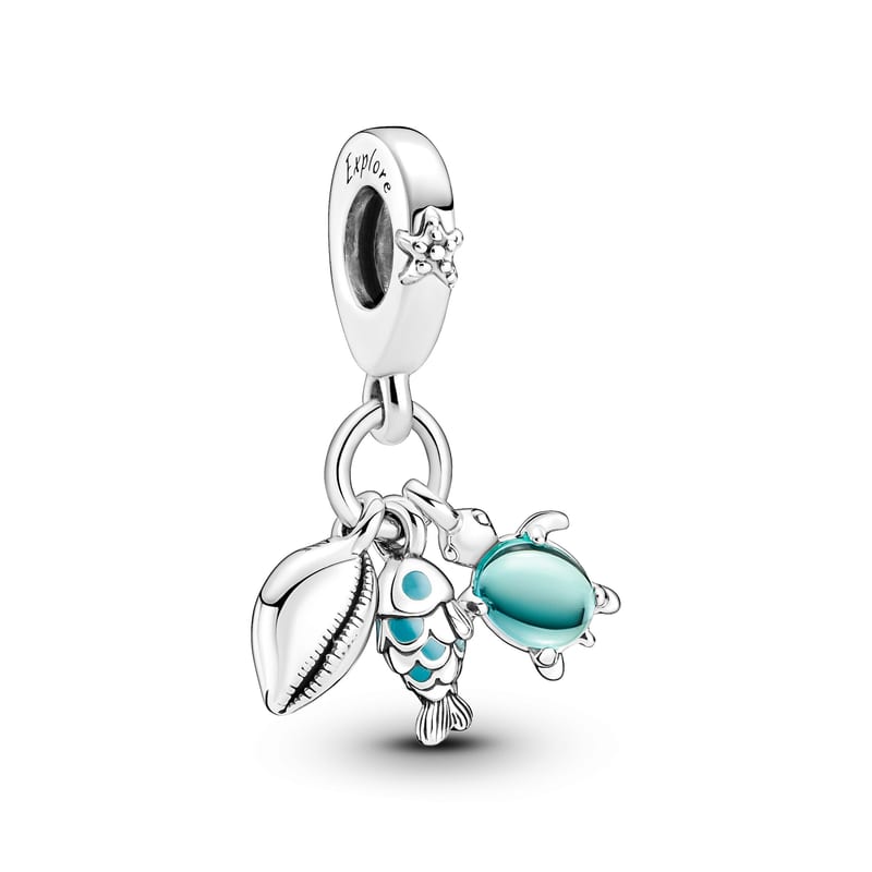 Fish, Sea Turtle & Conch Triple Dangle Charm