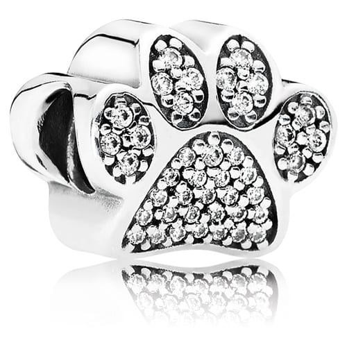Pandora Paw Prints with Clear CZ Charm